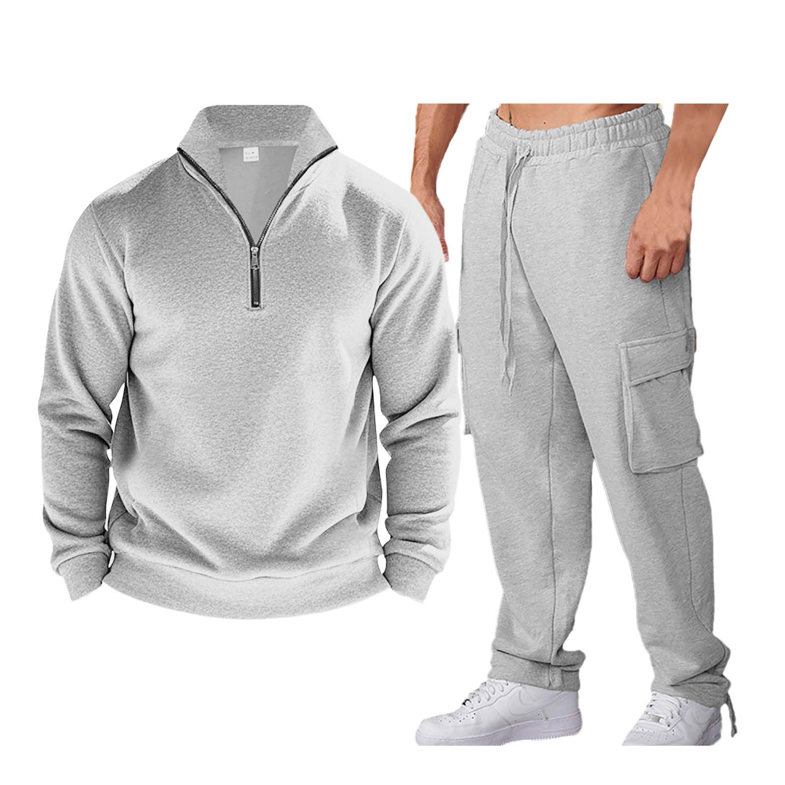 Herren Fleece-Pullover Hohler Kragen Funktionsjacke Sportlich - BerlinGlamour