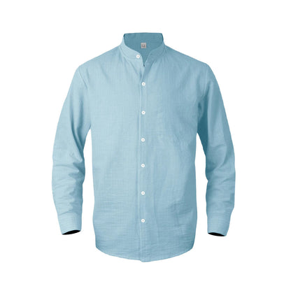 Herren Hemd Slim Fit Streifen Stehkragen Modern