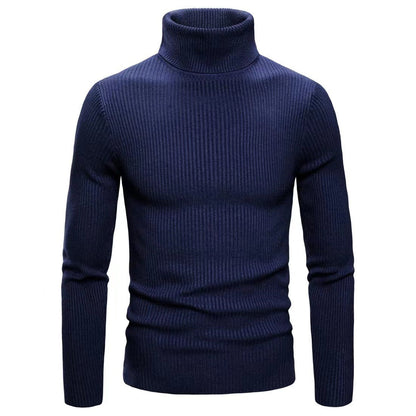Herren Rollkragenpullover Fein Rippstrick Elegent