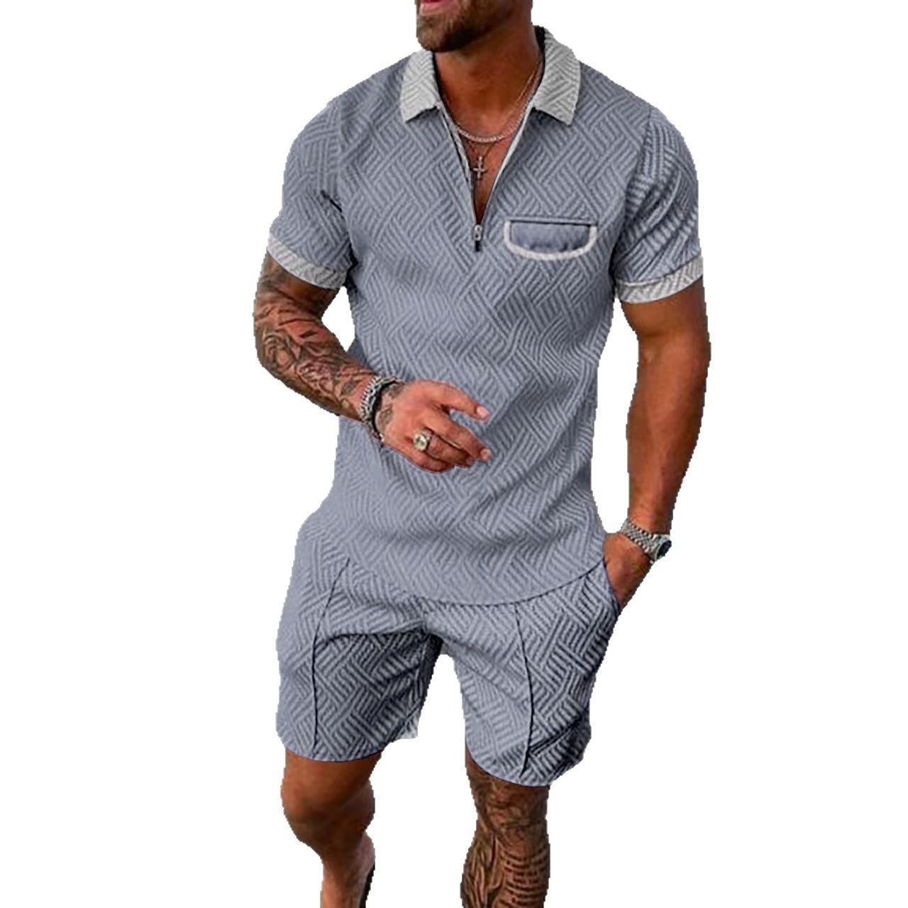 Herren Poloshirt und Shorts Set Sommer Casual
