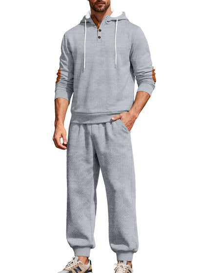Herren Freizeitanzug Modern Strukturiert Schwarz