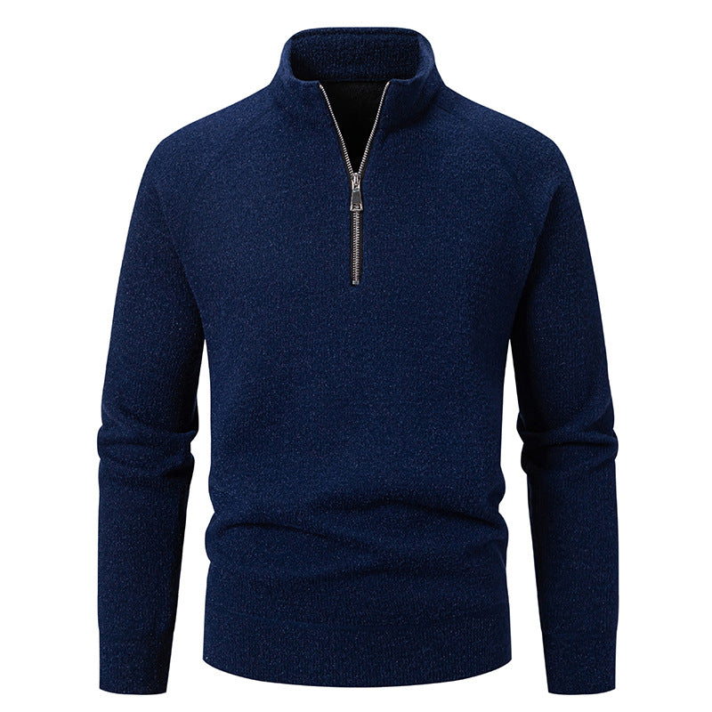 Herren Pullover Hochkragen Reißverschluss Struktur Optik Modern