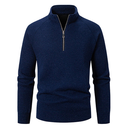 Herren Pullover Hochkragen Reißverschluss Struktur Optik Modern