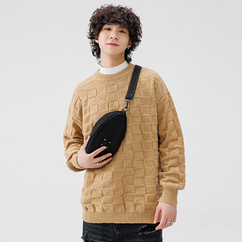 Herren Pullover Struktur Oberfläche Modern Schwarz