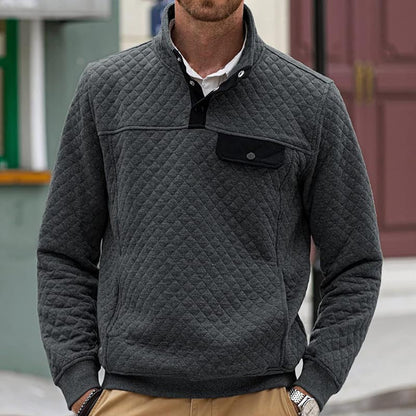Herren Pullover Stepp mit Brusttasche Kontrastfarben Modern - BerlinGlamour