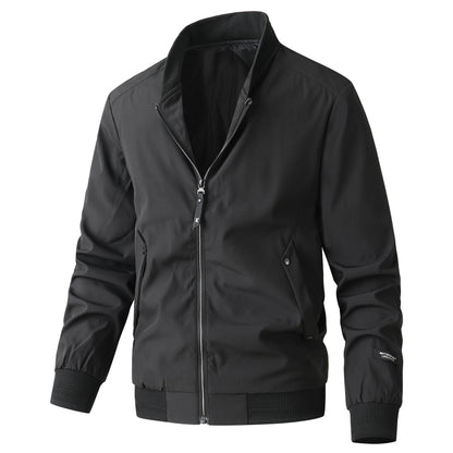 Herren Freizeitjacke Modern mit Stehkragen Schwarz