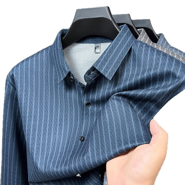 Herren Langarmhemd mit feinem Streifenmuster Elegant Modern