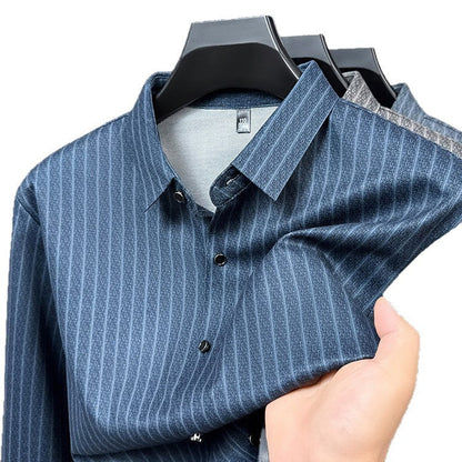 Herren Langarmhemd mit feinem Streifenmuster Elegant Modern