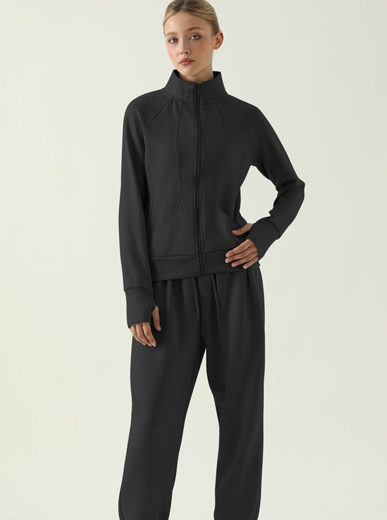 Sportliche Zip-Jacke Stehkragen Winddicht - BerlinGlamour