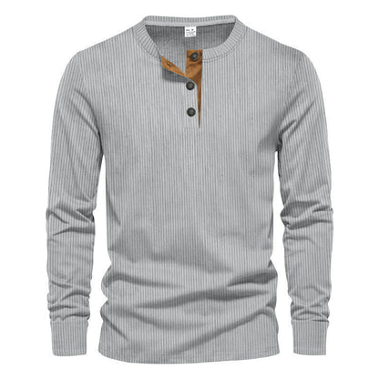 Herren Langarmshirt Strukturiert Modern Mit Knöpfen