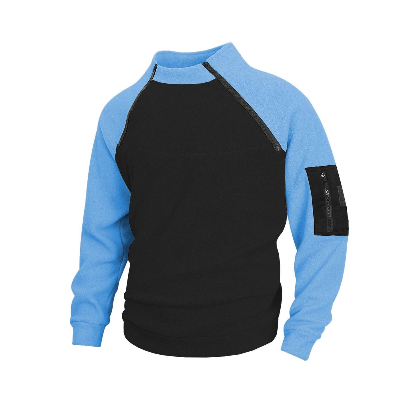 Herren Fleece Pullover Warm mit Reißverschluss Kragen