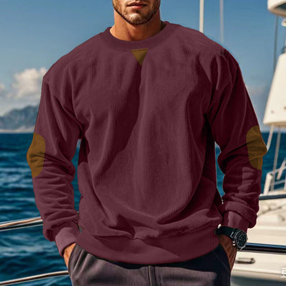 Herren Strickpullover Leder Details Modern