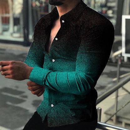 Herren Langarmhemd Farbverlauf Modern Edel Look