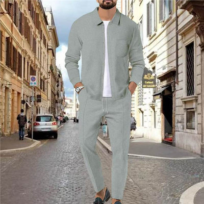 Herren Freizeitanzug Mit Struktur Oberteil Elastischer Bund Modern