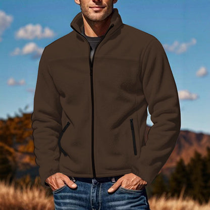 Herren Fleecejacke Warm mit Hochkragen und Taschen
