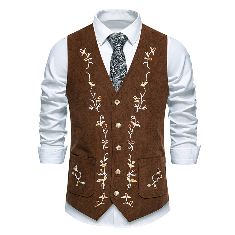Herren Weste Elegant Blumenmuster Mit Taschen