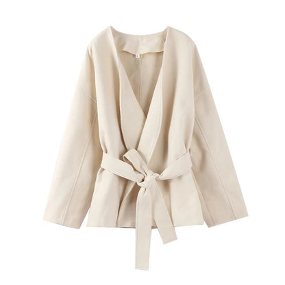 Elegante Damen Wickeljacke Mit Taillengürtel
