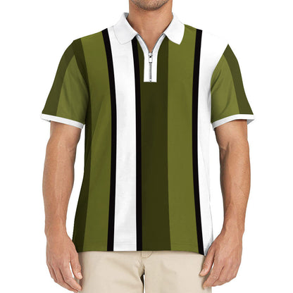 Herren Poloshirt Modern mit Reißverschluss und Streifen