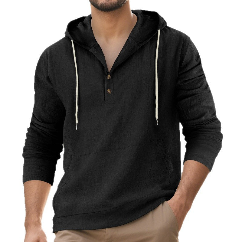 Herren Pullover Kapuze Knopfleiste Modern Stadtlook