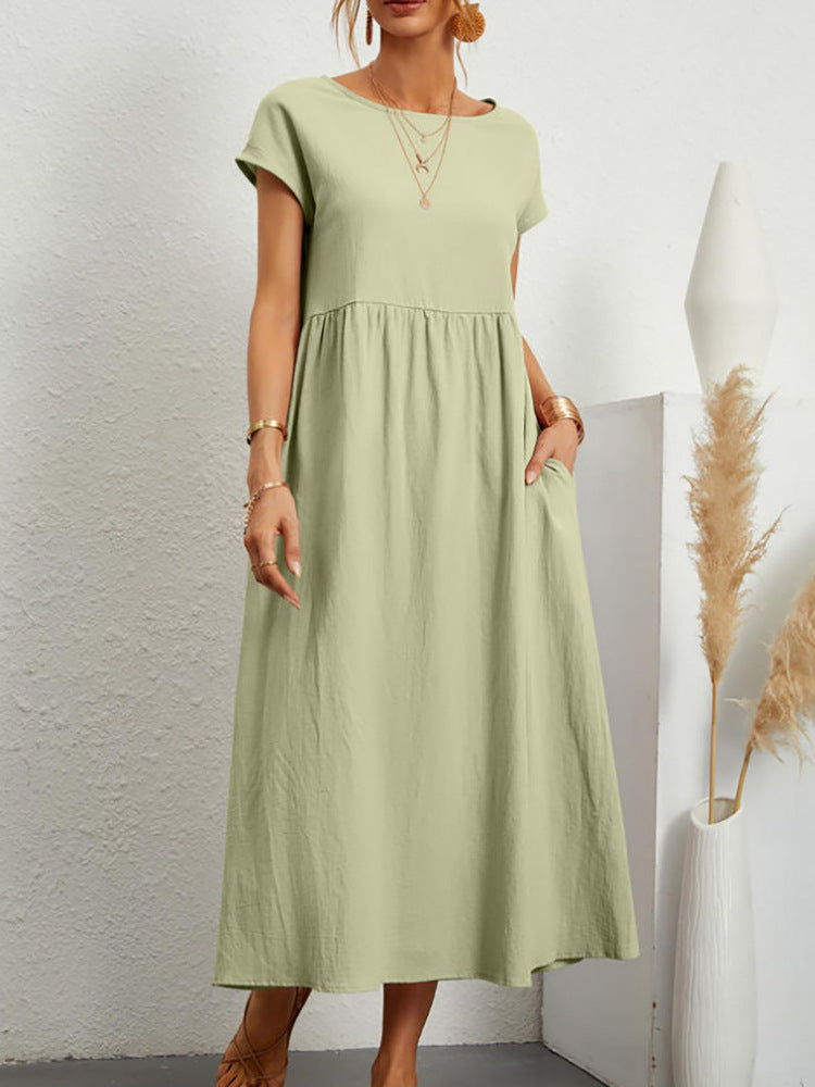 Damen Midikleid Lässig Mit Taschen Sommerkleid