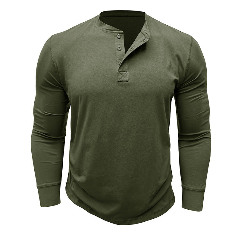 Herren Langarmshirt mit Knöpfen Baumwolle Modern