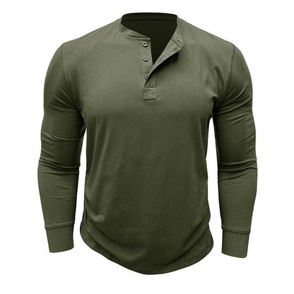 Herren Langarmshirt mit Knöpfen Baumwolle Modern