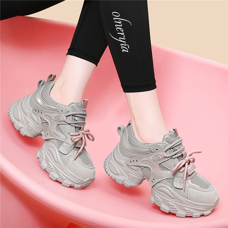 Damen Sneaker Sportlich Chunky Weiche Laufsohlen