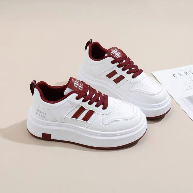 Damen Sneaker Laufsohle Dick Atmungsaktiv Sportlich
