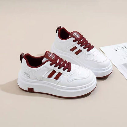 Damen Sneaker Laufsohle Dick Atmungsaktiv Sportlich