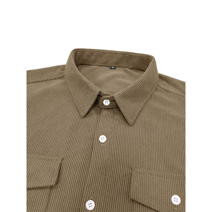 Herren Cordhemd Modern Slim Fit Braun