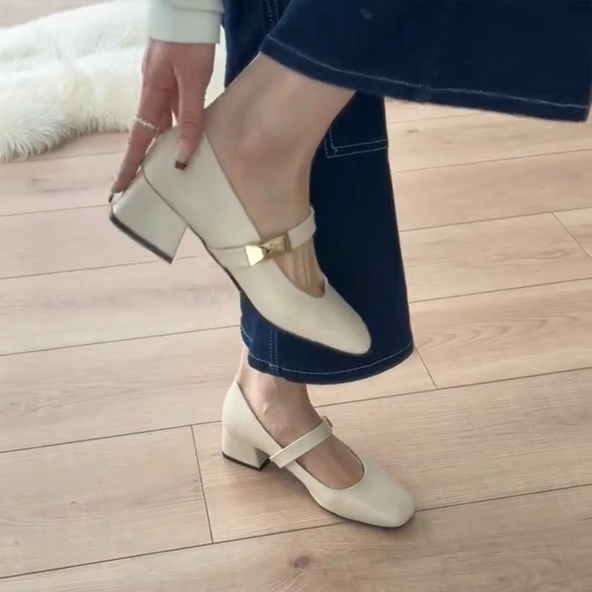 Damen Slingback Pumps mit Riemen und Blockabsatz Komfort Schuhe