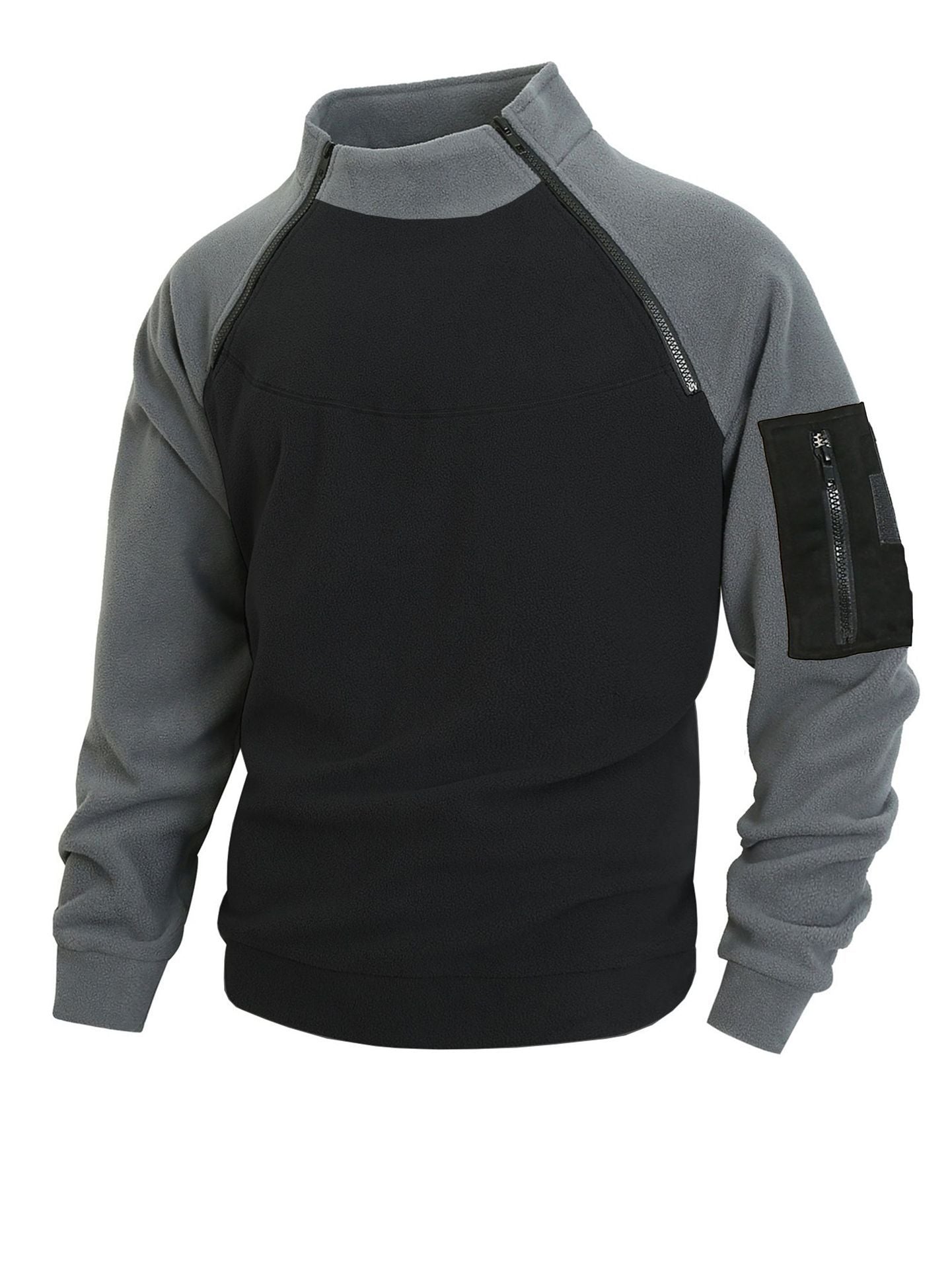 Herren Fleece Pullover Warm mit Reißverschluss Kragen