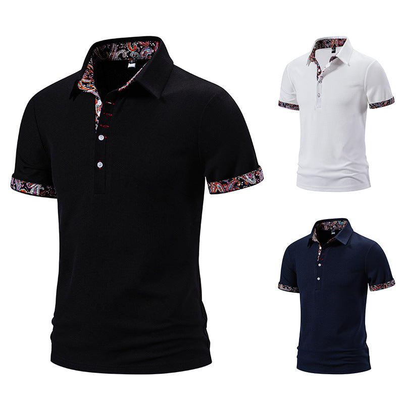 Herren Polohemd Paisley Muster Kragen Modern