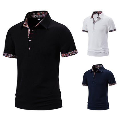 Herren Polohemd Paisley Muster Kragen Modern