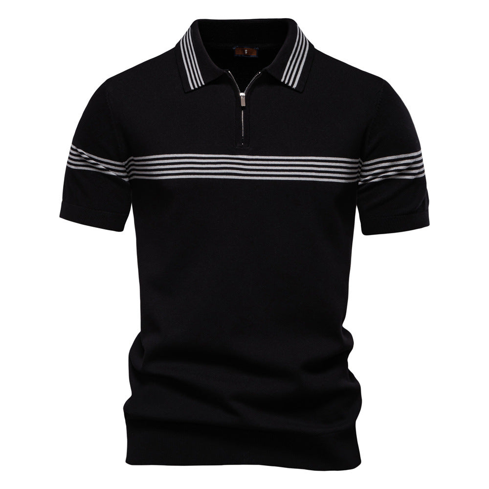 Herren Polo-Shirt Sportlich Streifenmuster Elegant