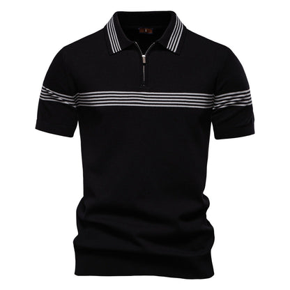 Herren Polo-Shirt Sportlich Streifenmuster Elegant