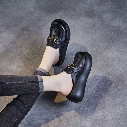 Damen Clogs mit Schnallen Design Modern Schwarz