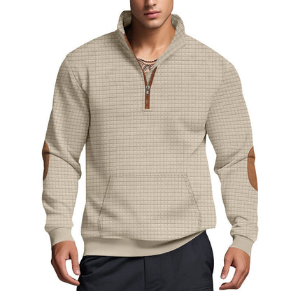 Herren Fleece-Pullover Sportlich mit Reißverschluss und Patches