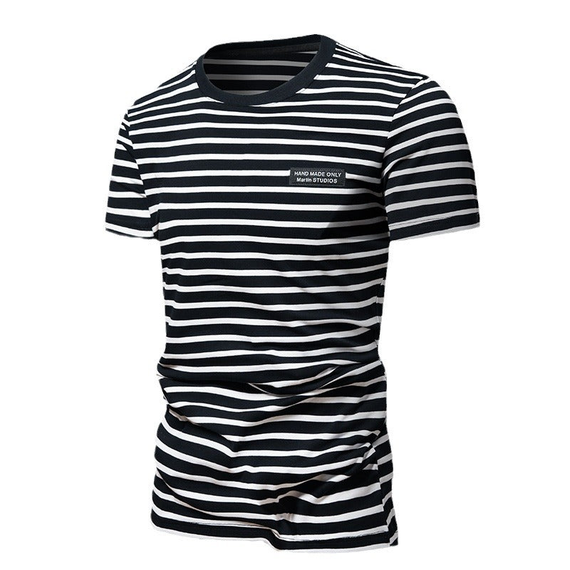 Herren T-Shirt Gestreift Relaxed Fit Casual