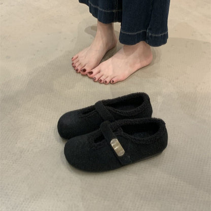 Damen Hausschuhe Weich Fleece Plüsch Warm Schnalle