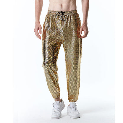 Herren Hose Metallic Mesh Trendy Sportlich