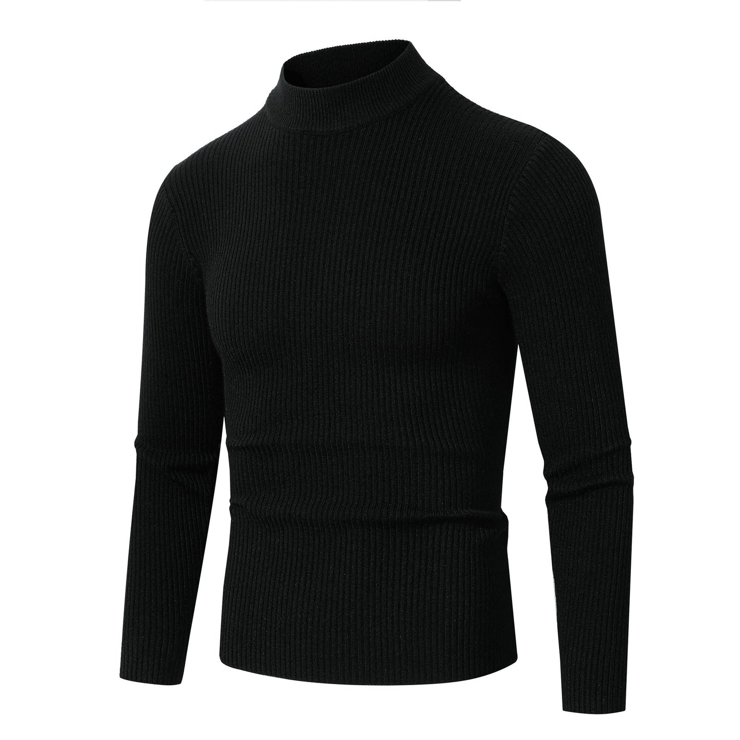 Eleganter Herren Rollkragenpullover Feinripp Strick
