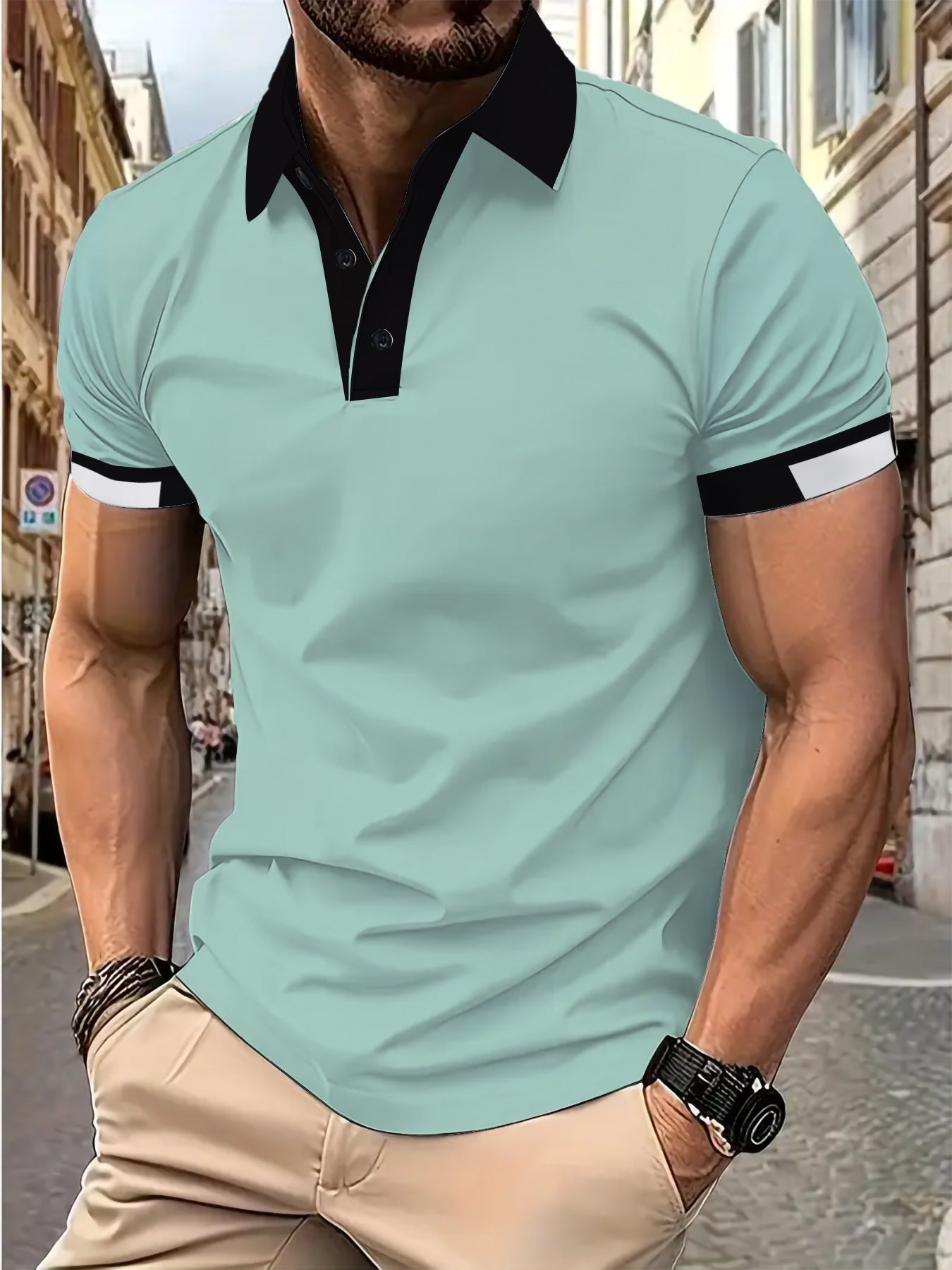 Herren Poloshirt Modern Sportlich Mit Kragen