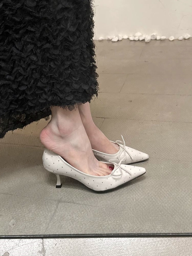Damen Pumps Hochhackig mit Schleife Glitzer Elegant