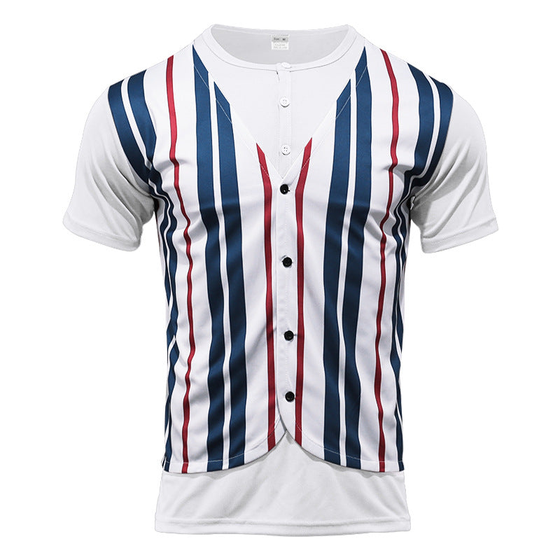 Herren Kurzarm-Shirt Modern Gestreift Trendig