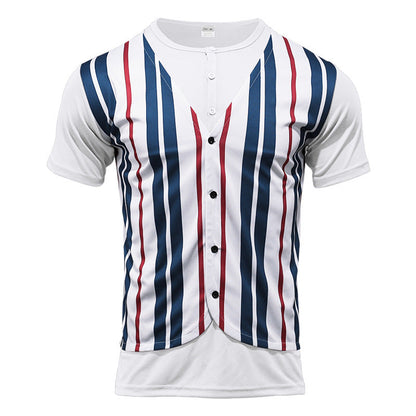 Herren Kurzarm-Shirt Modern Gestreift Trendig
