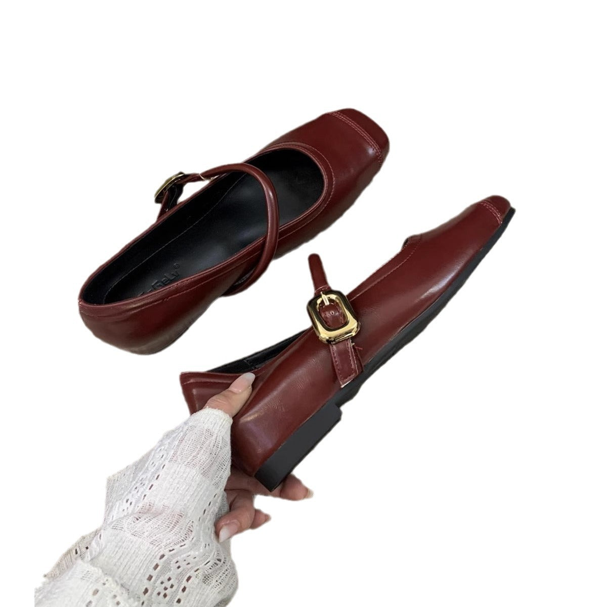Damen Ballerinas Elegante Metall Schnalle Schuhe