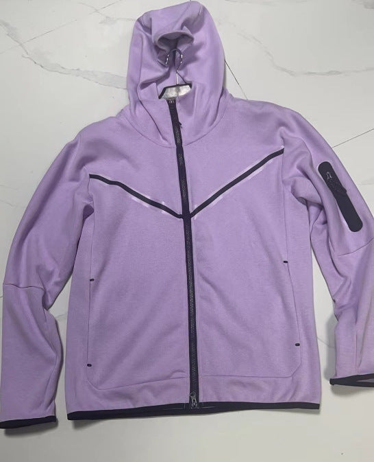Herren Fleecejacke Sportlich mit Kapuze und Reißverschlusstaschen