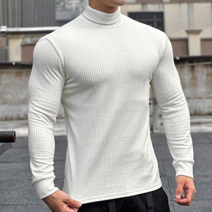 Herren Langarmshirt Elegantes Rippmuster Modern