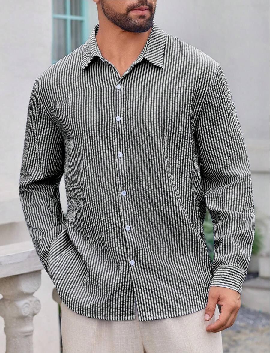 Herren Hemd Schmale Streifen Slim Fit Modern